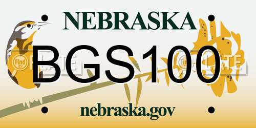 BGS100 Nebraska License Plate