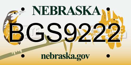 BGS9222 Nebraska License Plate
