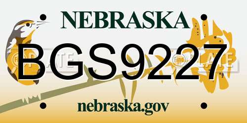 BGS9227 Nebraska License Plate