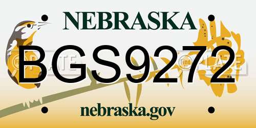 BGS9272 Nebraska License Plate