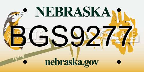 BGS9277 Nebraska License Plate