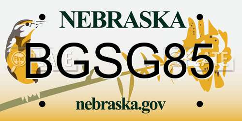 BGSG85 Nebraska License Plate