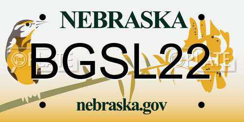BGSL22 Nebraska License Plate