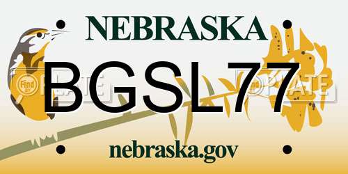 BGSL77 Nebraska License Plate