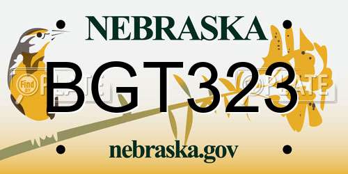BGT323 Nebraska License Plate