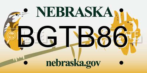 BGTB86 Nebraska License Plate