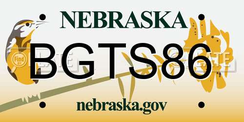 BGTS86 Nebraska License Plate