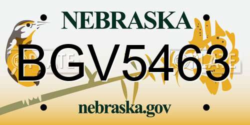 BGV5463 Nebraska License Plate