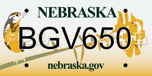 BGV650 Nebraska License Plate