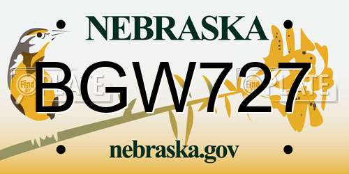 BGW727 Nebraska License Plate