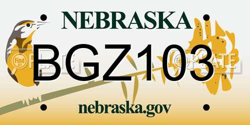 BGZ103 Nebraska License Plate