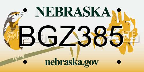 BGZ385 Nebraska License Plate