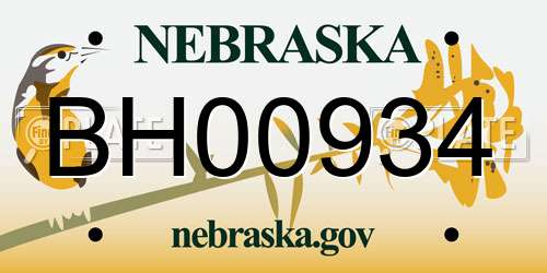 BH00934 Nebraska License Plate