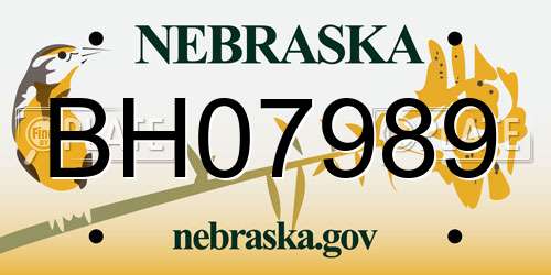 BH07989 Nebraska License Plate