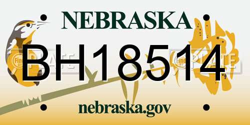 BH18514 Nebraska License Plate
