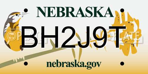 BH2J9T Nebraska License Plate