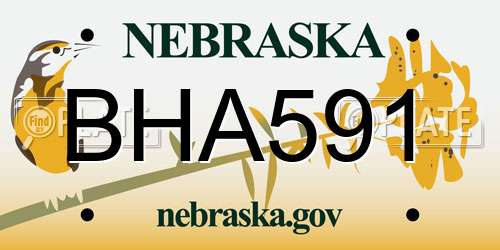 BHA591 Nebraska License Plate