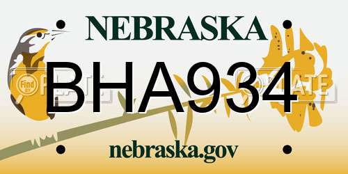 BHA934 Nebraska License Plate