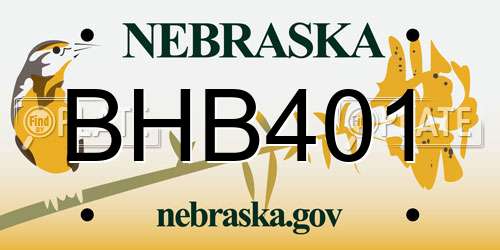 BHB401 Nebraska License Plate