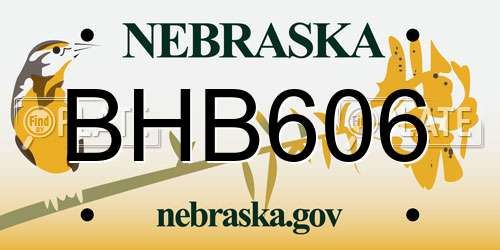 BHB606 Nebraska License Plate