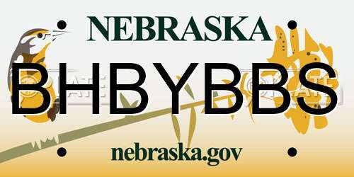 BHBYBBS Nebraska License Plate