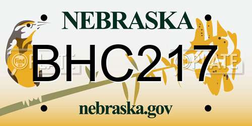 BHC217 Nebraska License Plate