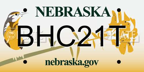 BHC21T Nebraska License Plate