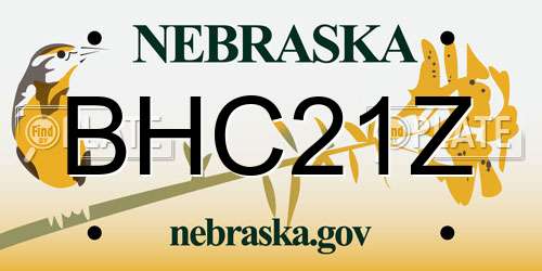 BHC21Z Nebraska License Plate