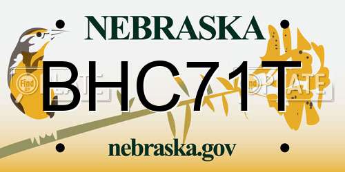BHC71T Nebraska License Plate