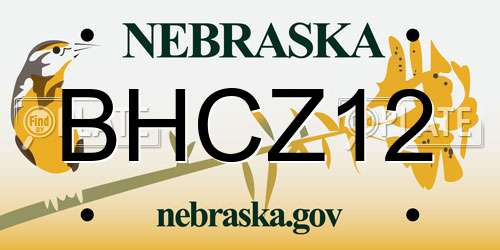 BHCZ12 Nebraska License Plate
