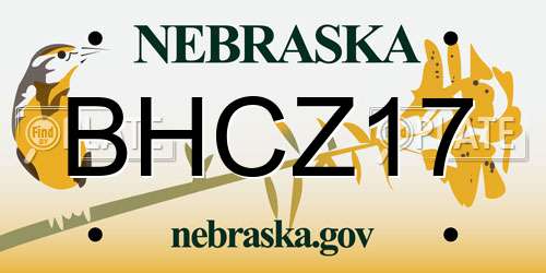 BHCZ17 Nebraska License Plate