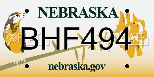 BHF494 Nebraska License Plate