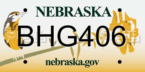 BHG406 Nebraska License Plate