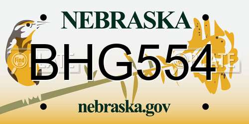 BHG554 Nebraska License Plate