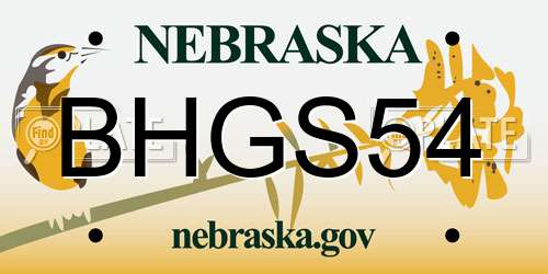 BHGS54 Nebraska License Plate