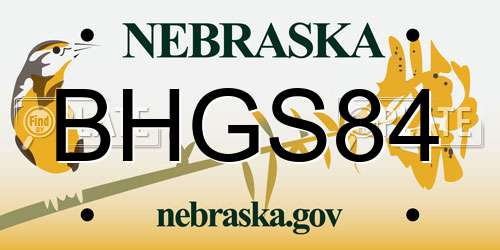 BHGS84 Nebraska License Plate