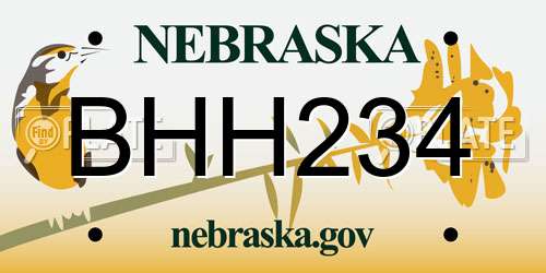 BHH234 Nebraska License Plate