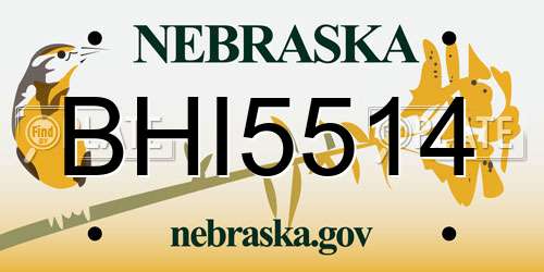 BHI5514 Nebraska License Plate