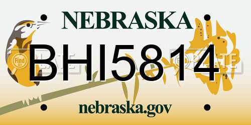 BHI5814 Nebraska License Plate
