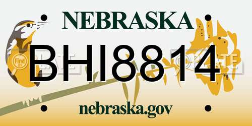 BHI8814 Nebraska License Plate