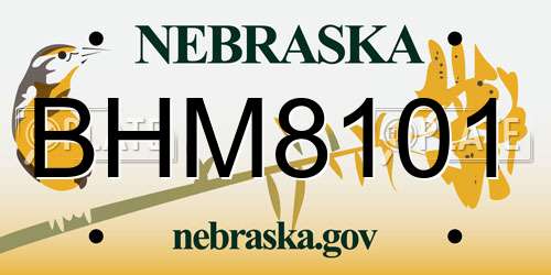 BHM8101 Nebraska License Plate