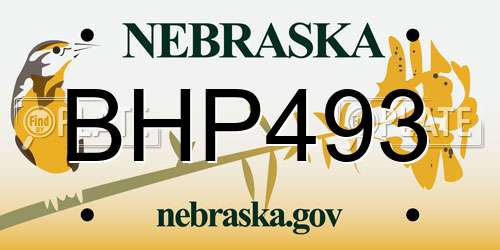 BHP493 Nebraska License Plate
