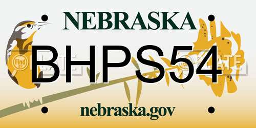 BHPS54 Nebraska License Plate
