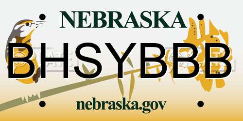 BHSYBBB Nebraska License Plate