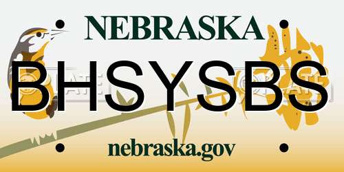 BHSYSBS Nebraska License Plate