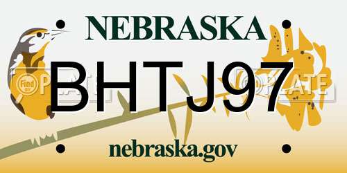 BHTJ97 Nebraska License Plate