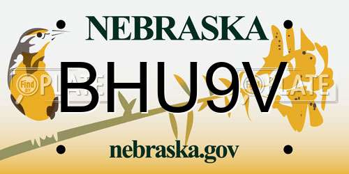 BHU9V Nebraska License Plate