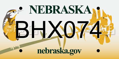 BHX074 Nebraska License Plate