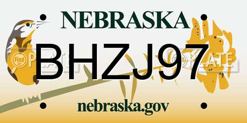 BHZJ97 Nebraska License Plate