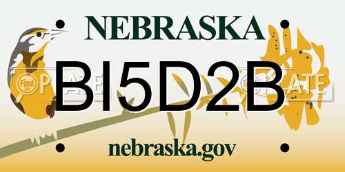 BI5D2B Nebraska License Plate